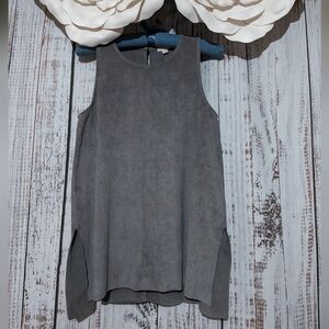 Dylan Bandit Faux Suede Vintage Gray Sleeveless Women's Tunic Top